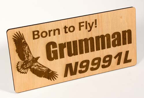 Aviation Basswood Lasered Sign